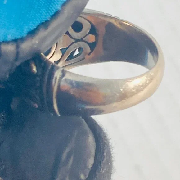 Vintage Sterling Silver & 18K Gold Ornate Gemstone Ring – BJC 925 18K - Picture 8 of 12